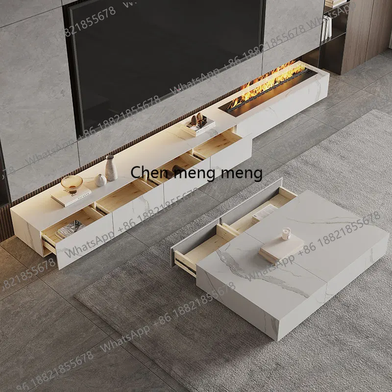 3D atomization fireplace embedded rock panel TV cabinet decorative furnace core simulation flame floor cabinet