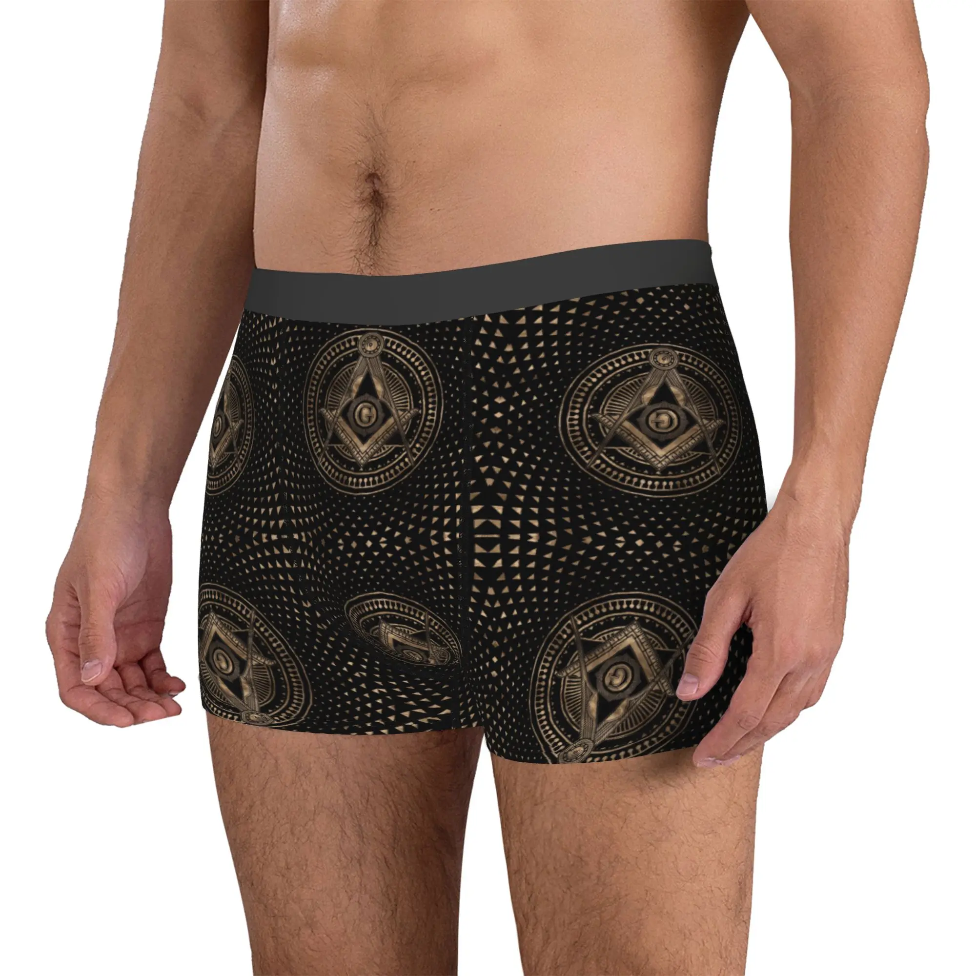 Freemasonry Masonic Mason Symbol Boxers Shorts Men Freemason Briefs Underwear Fashion Underpants