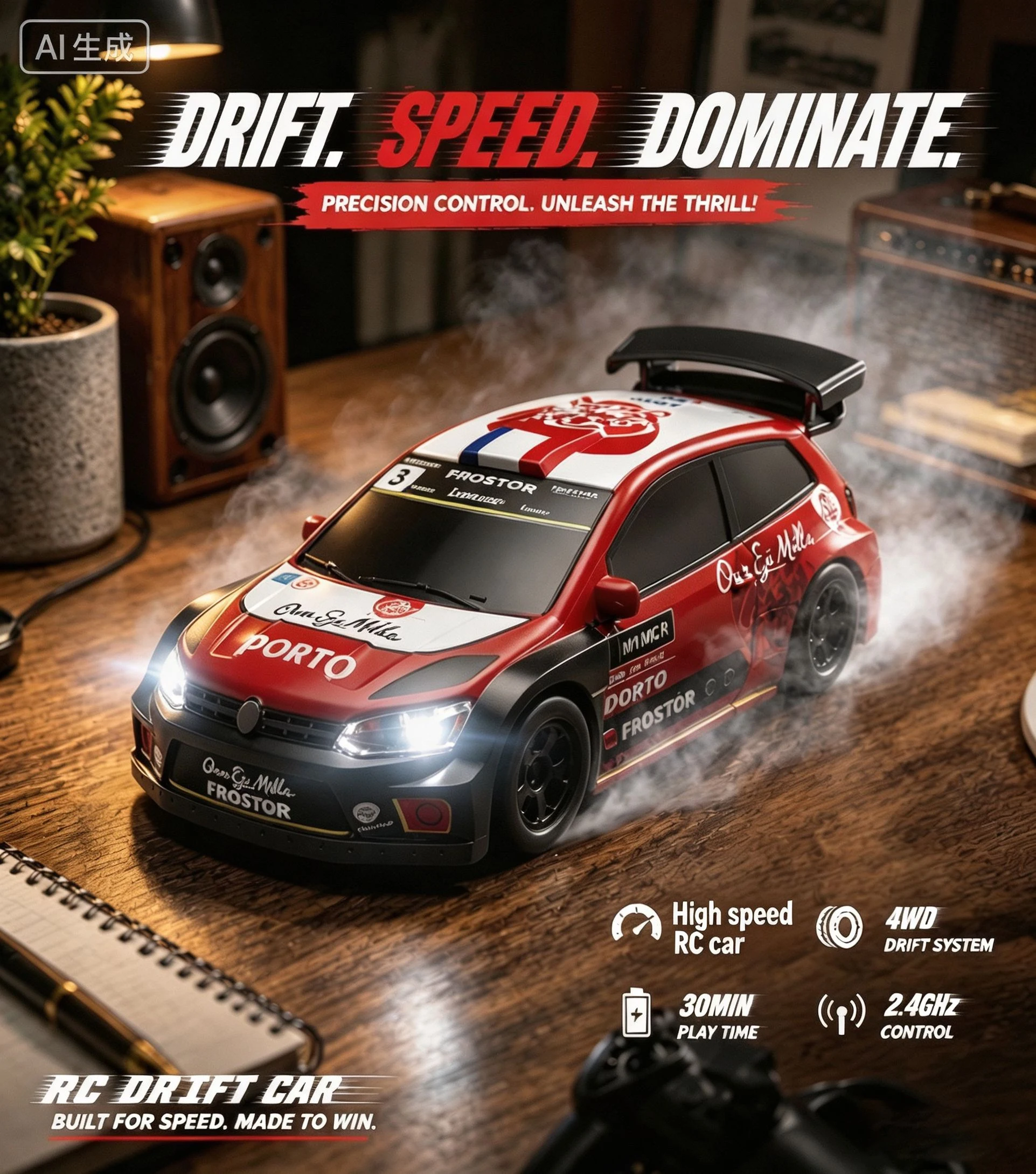 1/64 RC Drift Rally Car, 4WD Mini Racing Model with 2.4G, RTR Desktop Toy Gift for Boys