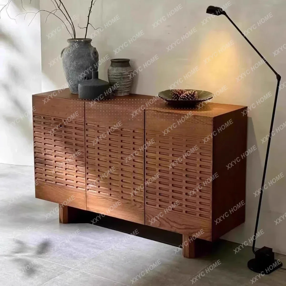 WY Retro Side Cabinet Storage Cabinet Display Antique Locker Tea Cabinet Entrancelocker  Model