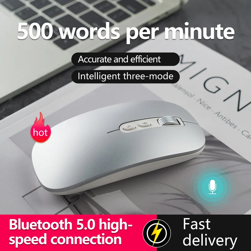 

AI Smart Voice Mouse Wireless Mouse Bluetooth 2.4G Voice Typing Input Translation AI Button Voice Input 1600 DPI M108 130 Langua