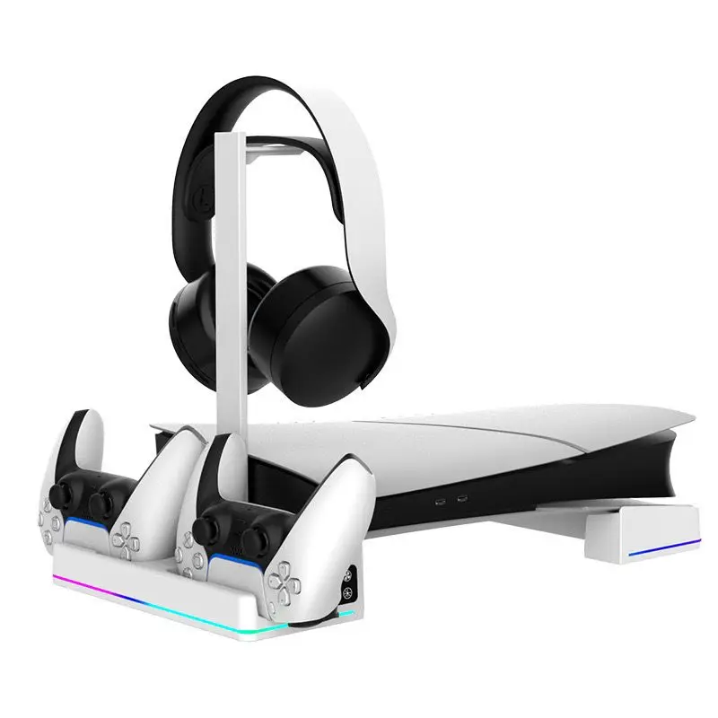 Ipega لوحدة التحكم النحيفة PS5 حامل تبريد أفقي PS5 شاحن تحكم نحيف للبلاي ستيشن 5 القرص النحيف والإصدارات الرقمية