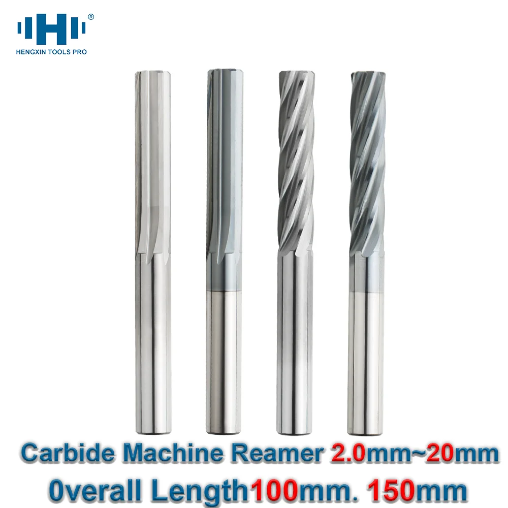 

HENGXIN Extended reamer Carbide Machine Reamer Coated 0verall Length 100mm，150mm work diameter 2.0mm~20mm CNC straight reamer