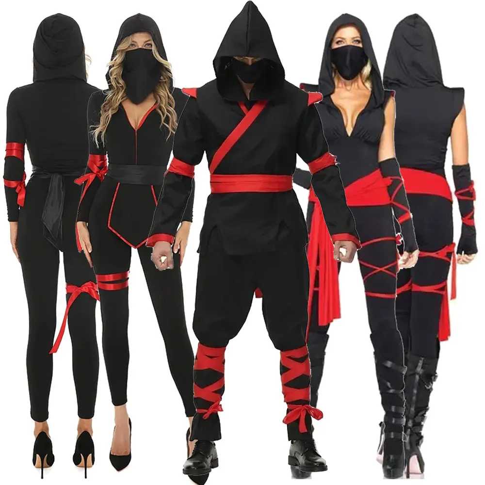 

Halloween Adult Anime Japanese Warrior Women Men Ninja Costume Couples Ninja Cosplay Jumpsuit Suit