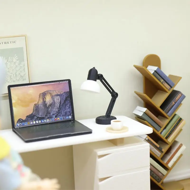 NEW 1:12 Dollhouse Mini Table Lamp with Tiny LED Glow Resin Miniature Bedside Light for  Dollhouse Room Decor 1Pc Random