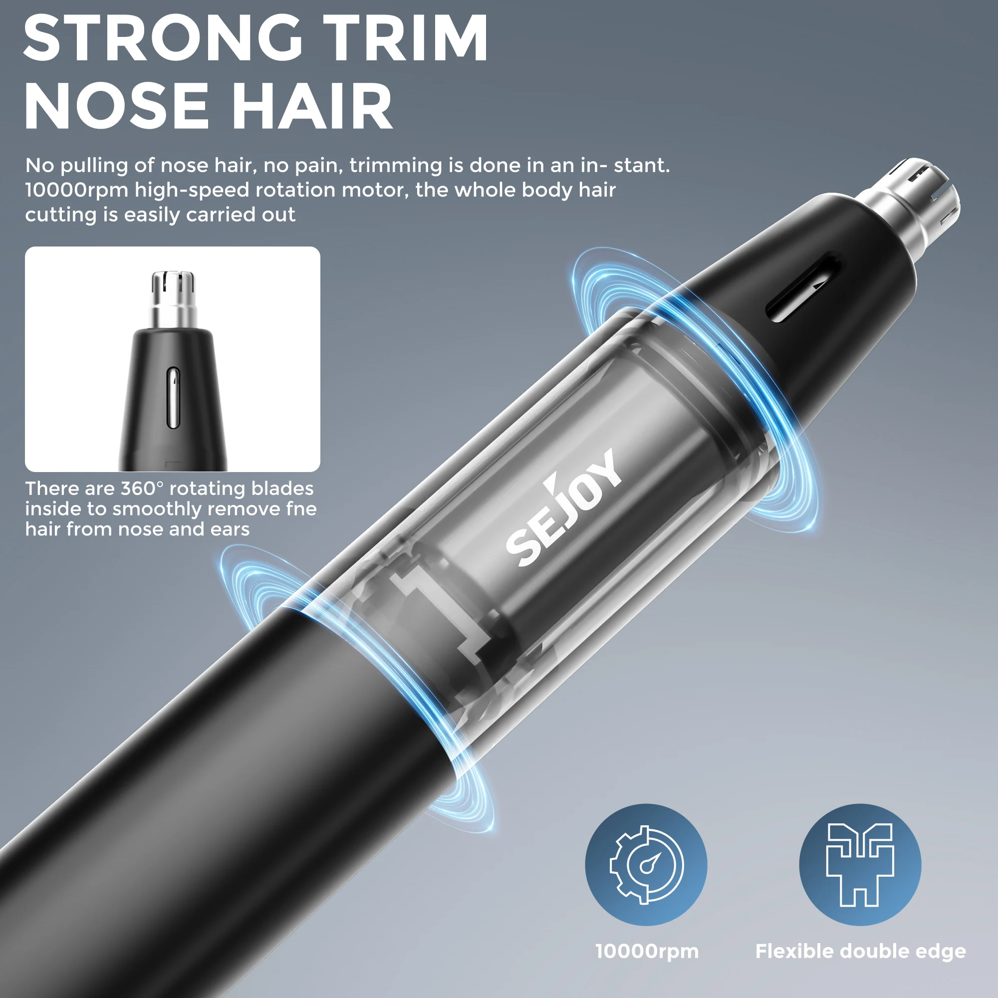 SEJOY 2-IN-1 Neus Tondeuse Mannen Vrouwen Oorhaar Trimmer Kleine Elektrische Trimmer Wenkbrauw Trimmer zakenreis Thuisgebruik