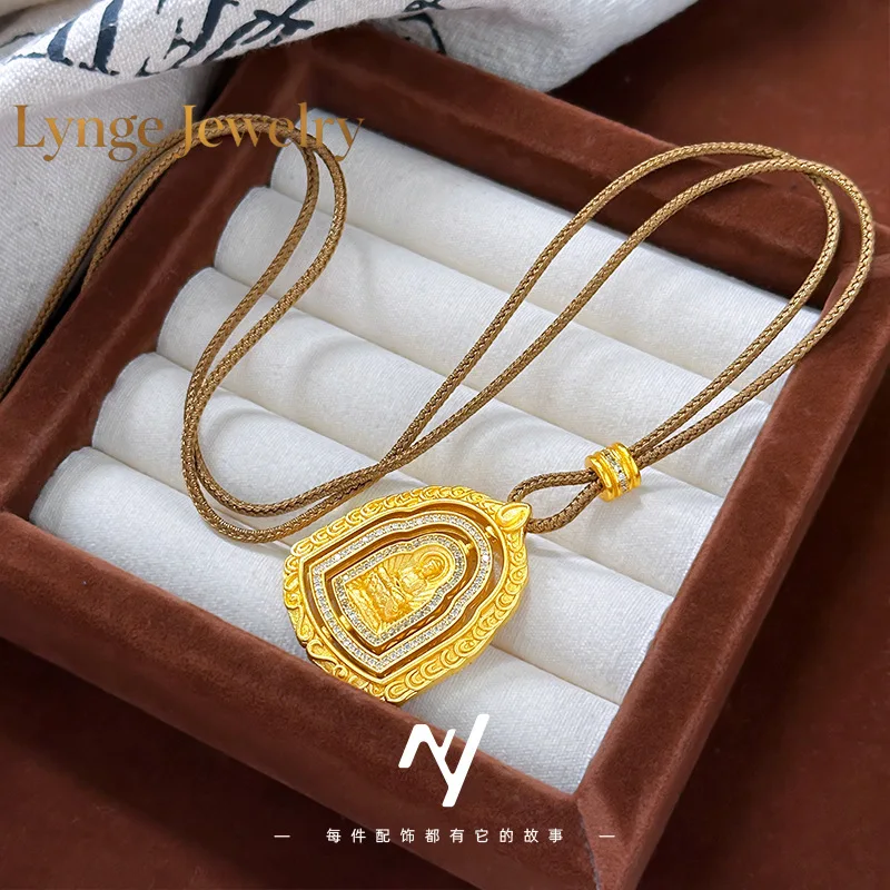 

Lynge Jewelry Ancient gold 24K real gold new Chinese style rotating Buddha amulet Big Sun Tathagata 9999 point diamond transfer