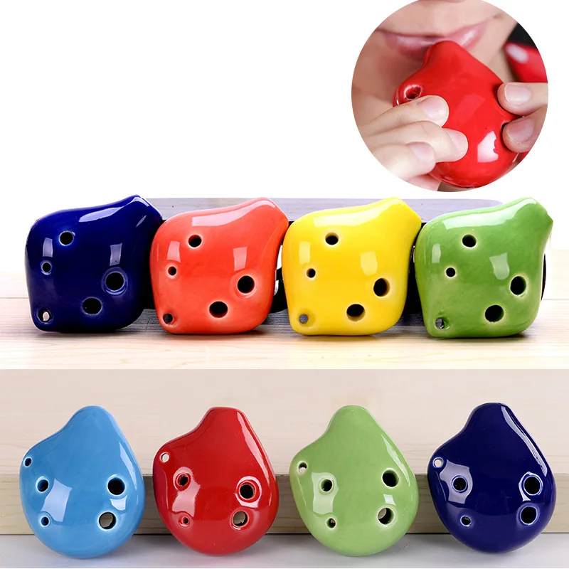 6 Holes  Mini Ocarina Flute High Pitch C /Alto voice C  Musical Instrument Colored Glaze Ocarina FOR Children or Students