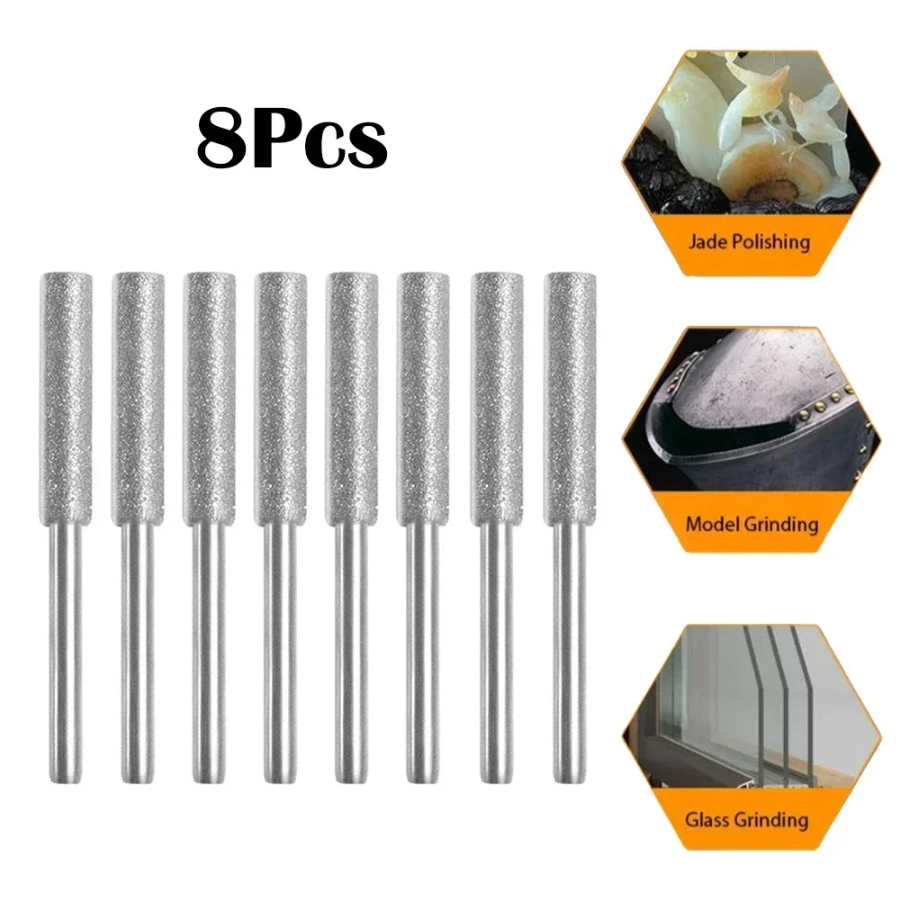 

8PCS 4mm Diamond Chainsaw Sharpener Burr Grinder Chain Saw Drill Bits Saw Carving Grinding Sharpening Abrasive Tools 3mm Shank