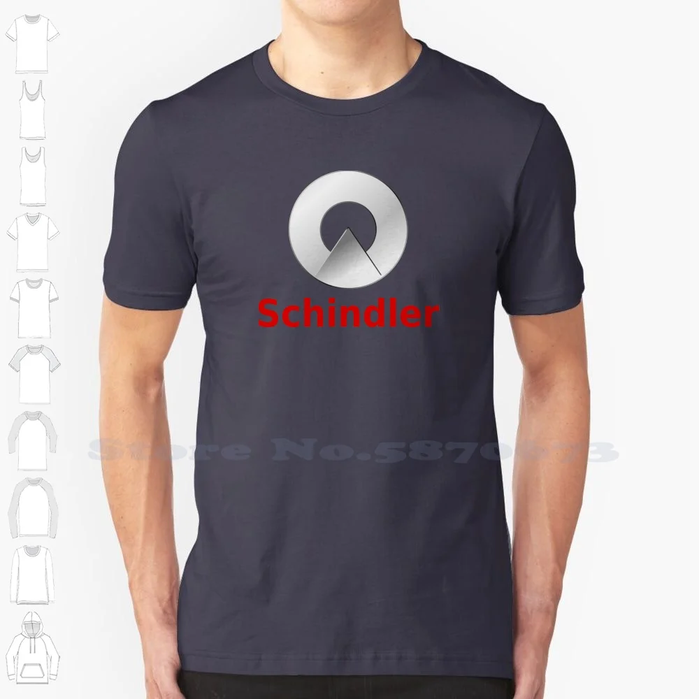 Schindler Logo Casual Streetwear Print Logo T-shirt Graphic 100% Cotton Tee