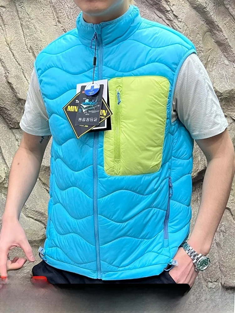 

Warmth And Sle: Winter Outdoor Men's Jaet Contrast Color Bread Toast irt Cotton Vest Trendy Stand Fit Zipper Closure