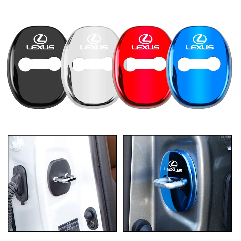 4 قطعة قفل باب السيارة غطاء وقائي شعار السيارات غطاء مقاوم للصدأ لكزس GS IS LS500h ES260 ES300h RX350h NX260 UX260 LM RZ450e