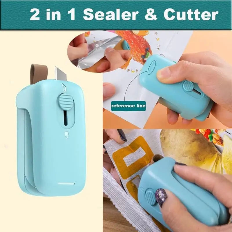 Mini Bag Sealer, Mini bag sealer heat seal,Bag Sealers, Heat Vacuum Sealer, 2 in 1 Heat Sealer and  with Lanyard, Portable Bag R