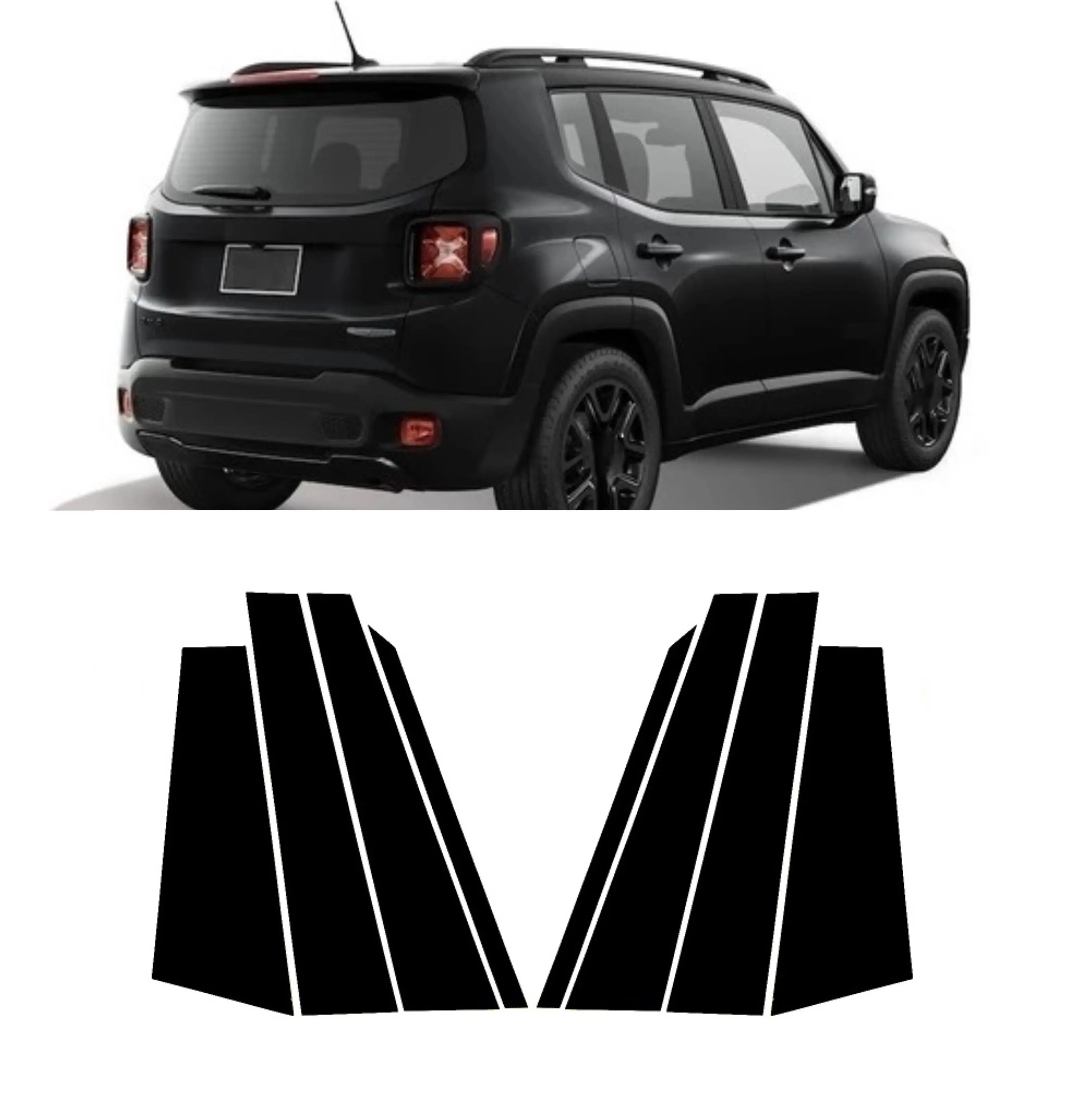 8 sztuk Naklejki na słupki drzwi samochodowych Naklejki na słupki drzwi Jeep Renegade 2015 2016 2017 2018 2019 2020