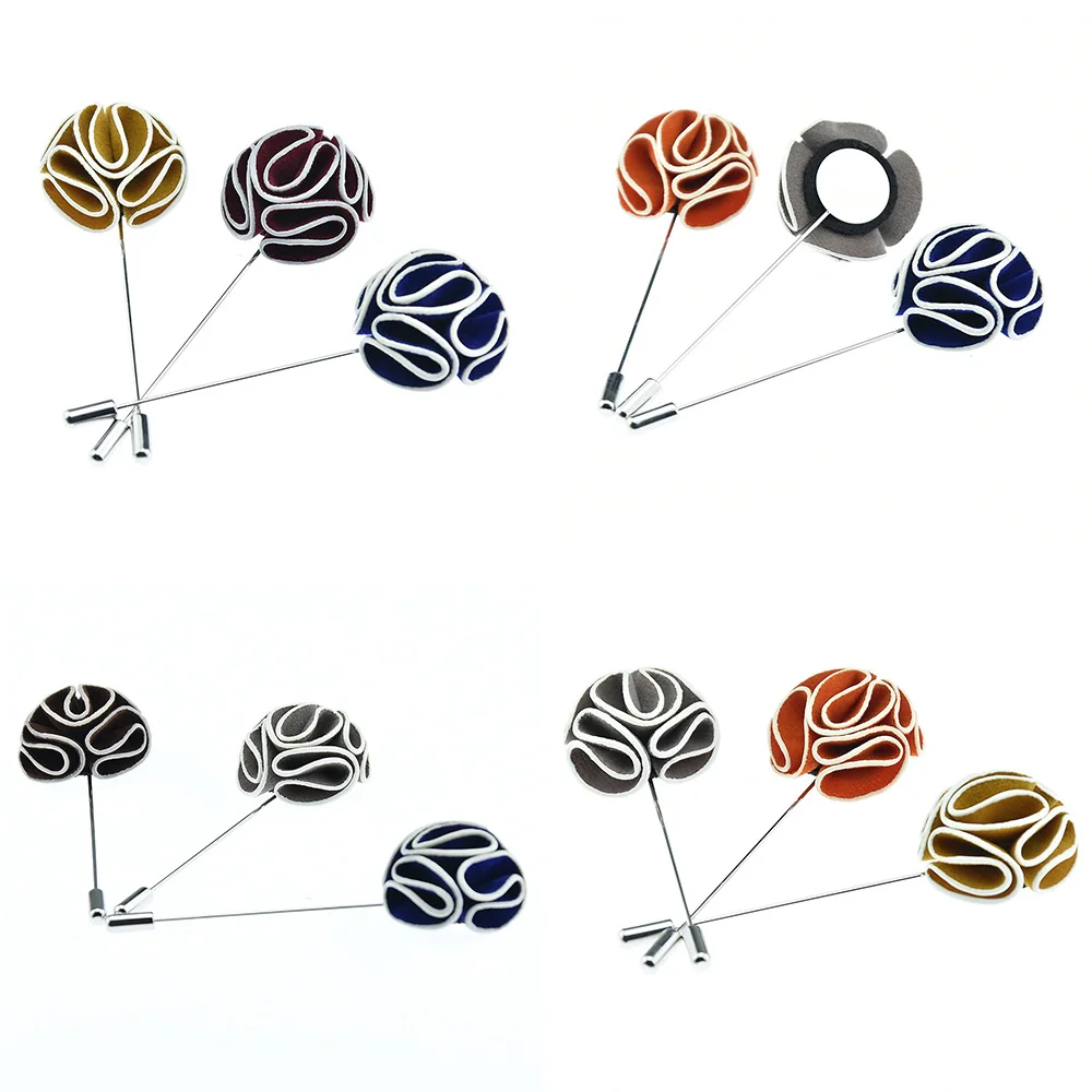 ASLSAW 1Pcs High Quality Double Sided Deerskin Fabric Men Suit Shirt Brooch Flower Lapel Pin Wedding Fashion Men Women Jewelry