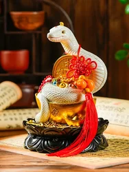 Home decoration accessories White Python Statue Wealth acquisition ornaments Viper Zodiac Snake Resin handicrafts 1pcs