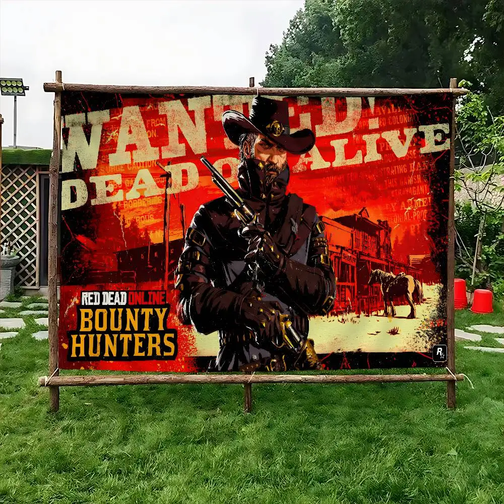 R-Red Dead Game R-Redemption 2 Small Size Cheerleading Banner Hand Pulled Flag Outdoor Atmosphere Flags
