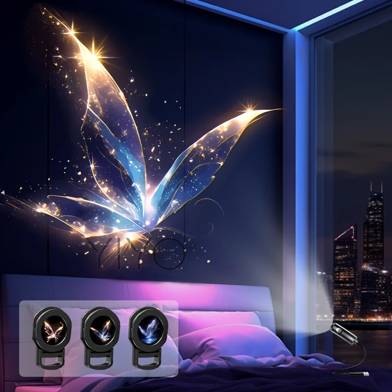 LED USB Ocean Projector Light 3pcs Projection Patterns- Adjustable Whale Butterfly Jellyfish Starfish Night Light Festival Gift