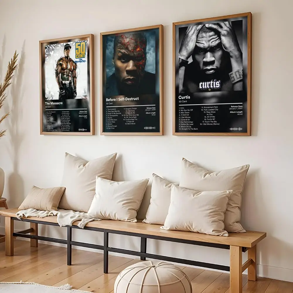 50 C-Cent Album Poster Stickers HD Painting Self-Adhesive Art for Bedroom Living Room Home Decor Modern Wall Decals Gift