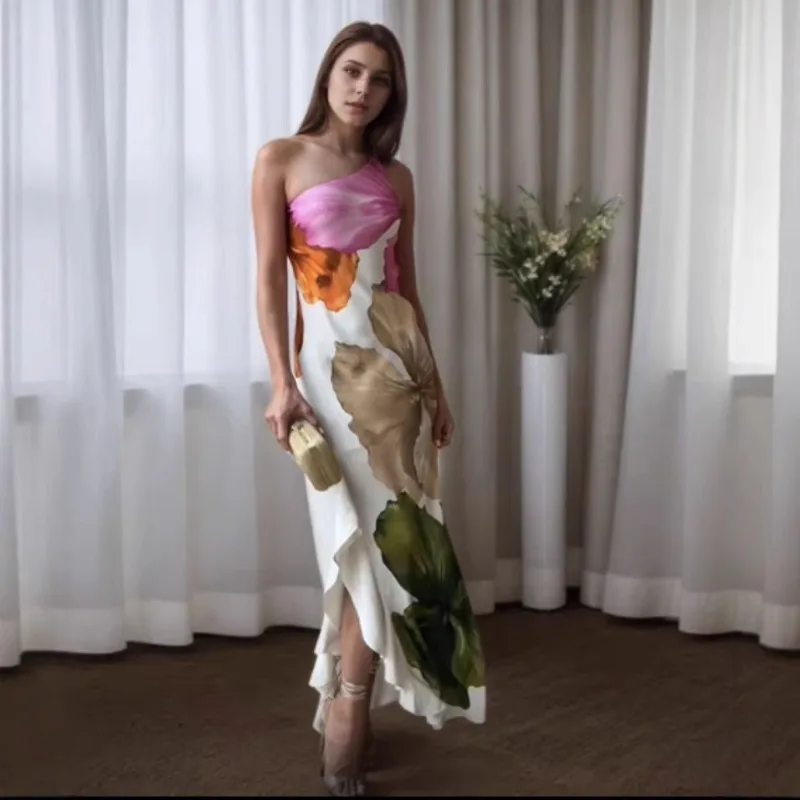 

Women's Slim Strapless Colour Blocking Floral Prints Dresses Summer Slim Comfortable Cool Noble Elegant Patterns Patchwork