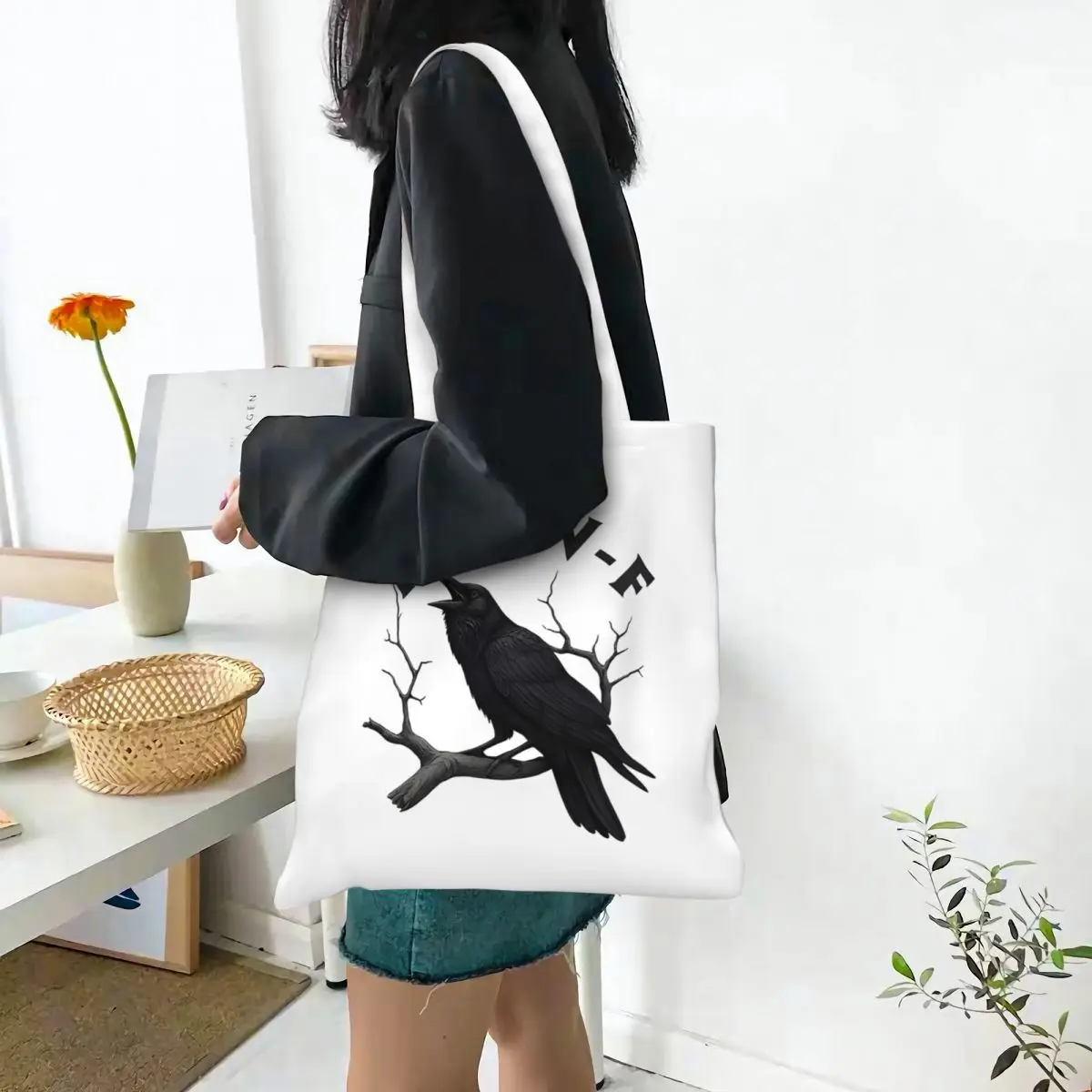 حقيبة يد من القماش F-Caw-F Humor Meme حقائب كتف قابلة لإعادة الاستخدام للجنسين