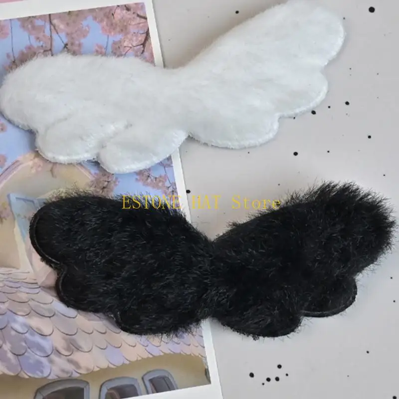 49MF Plush Wing for Hair Clip Making Garments Craft Headbands Wing Appliques Sewing Headwear Patches Clothing Garments - Image 2