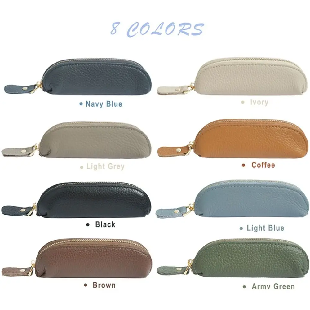 

Vintage Retro Women's Wallet Solid Color Waterproof Genuine Leather Coin Purse Durable Zipper Cowhide Pencil Bag Student