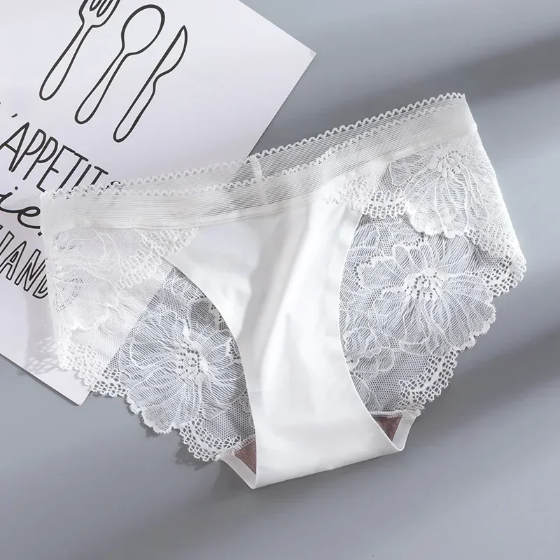 Women\'s Seamless Lace Panties Underwear Panti Ice Silk Woman Sexy Exotic Underpanties Slips Transparent Panty Women Intimates