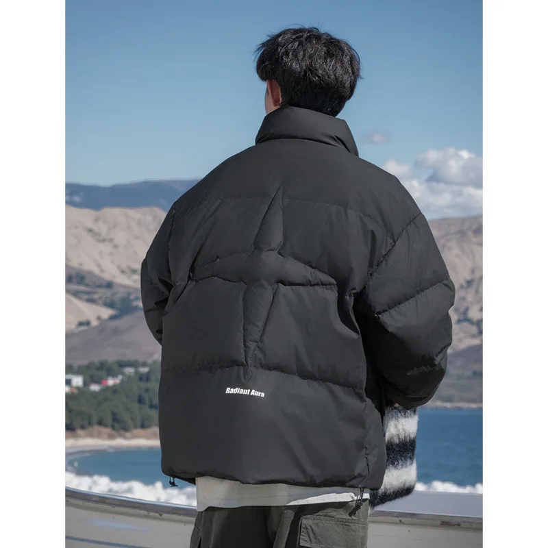 3D Quilted Water Repellent Cotton Down Coat Men Women Winter New Reflective Letter Print Fashion Couple's Puffer Jacket AU-243