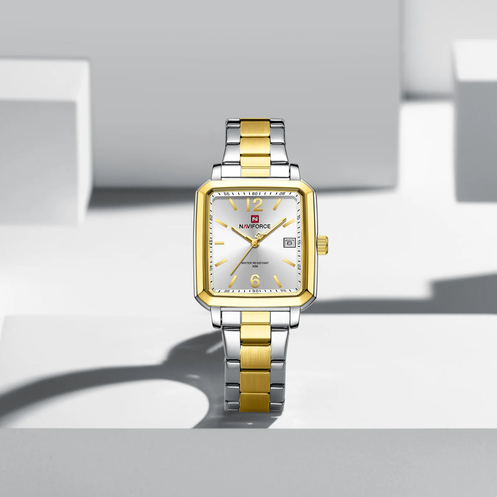 NAVIFORCE 9252 موضة زوجين ساعة كوارتز التقويم مضيئة مقاوم للماء حزام الفولاذ المقاوم للصدأ عادية الرجال النساء ساعات أنيقة