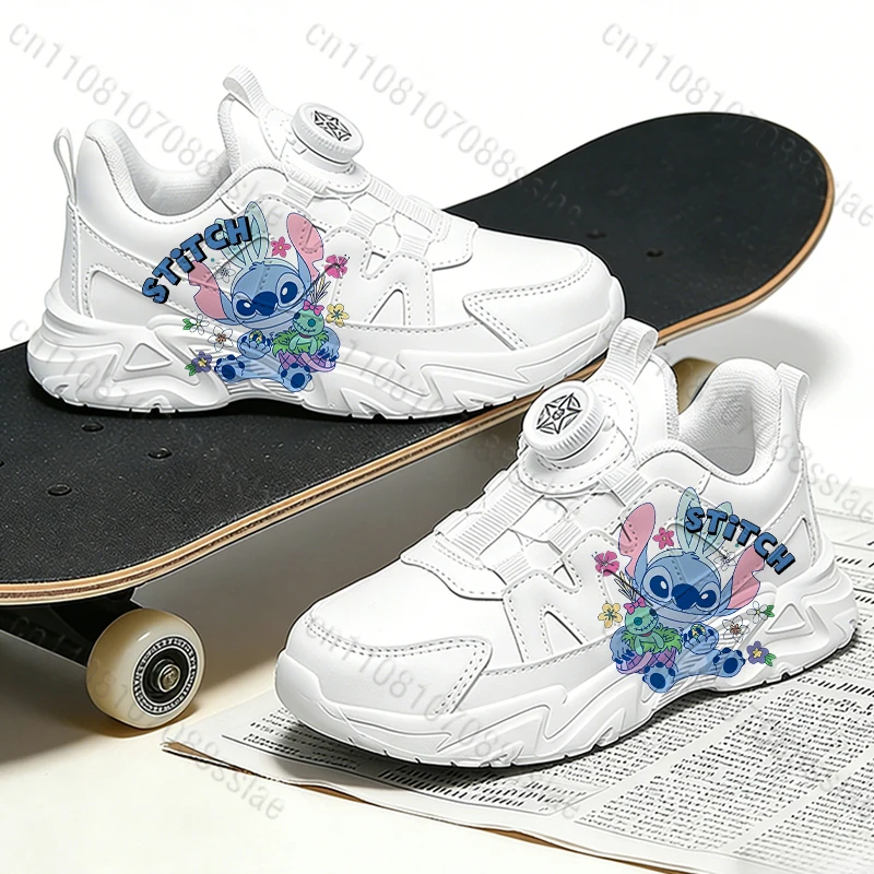 

Новая модель Stitch для девочек и мальчиков с вращающейся кнопкой, высококачественная легкая дышащая детская спортивная обувь с мультяшным принтом