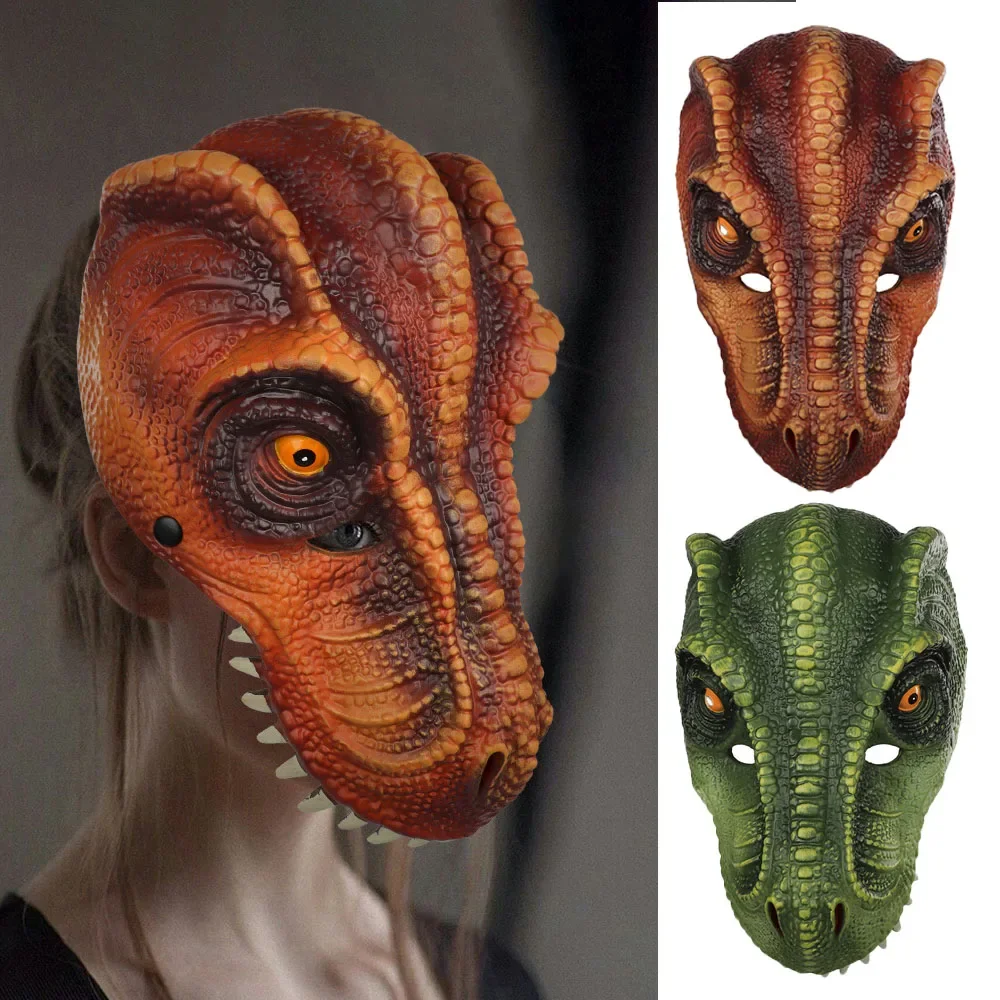 Halloween Carnival Party Pu Foam Dinosaur Tyrannosaurus Mask Face Shield Cosplay Costumes Unisex Festival Animal Funny Adult