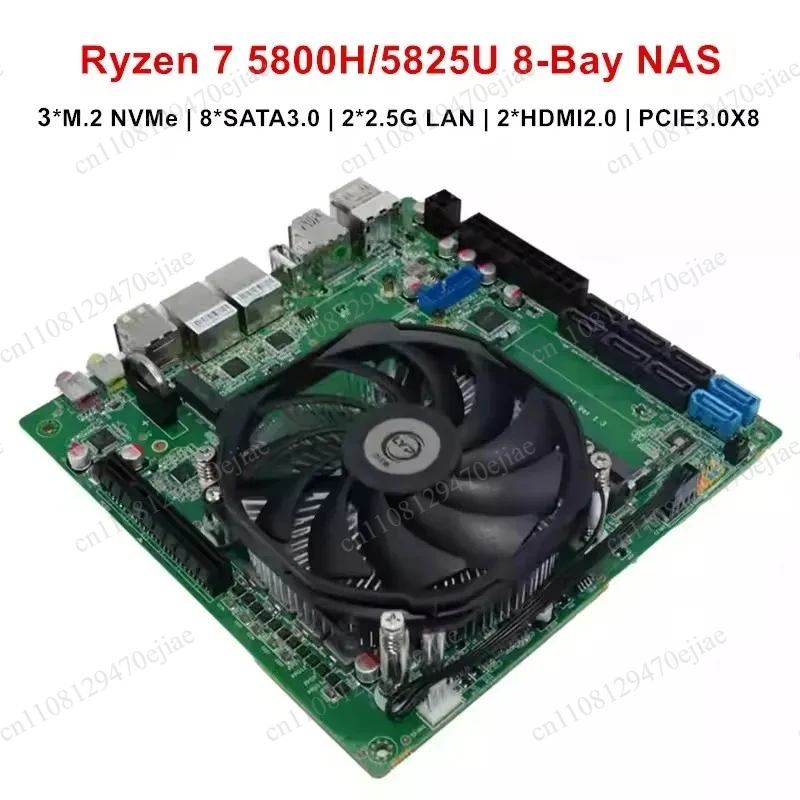 Topton AMD Ryzen 7 5800H/5825U Mini ITX Motherboard - 8-Bay NAS Firewall with 8x SATA, 2x NVMe, Dual 2.5G LAN & PCIe 3.0