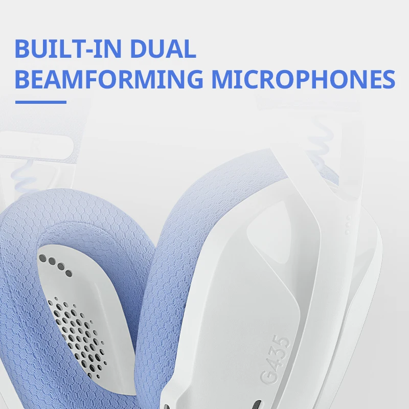سماعة الألعاب اللاسلكية Logitech G435 LIGHTSPEED وبلوتوث - سماعات رأس خفيفة الوزن فوق الأذن، ميكروفونات مدمجة، بطارية 18 ساعة،