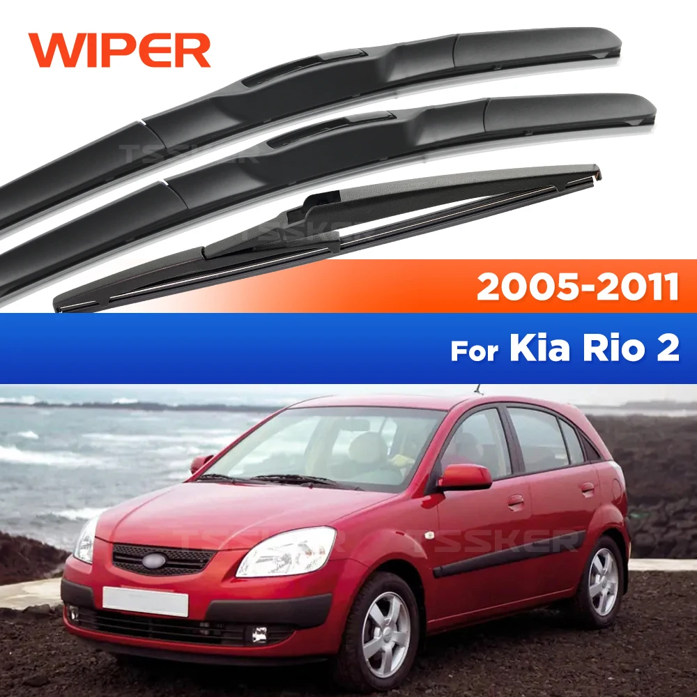 

Front & Rear Wiper For Kia Rio 2 JB 2005-2011 2006 2007 2008 2009 2010 Wiper Blades Windshield Windscreen Window 22"+16"+14"