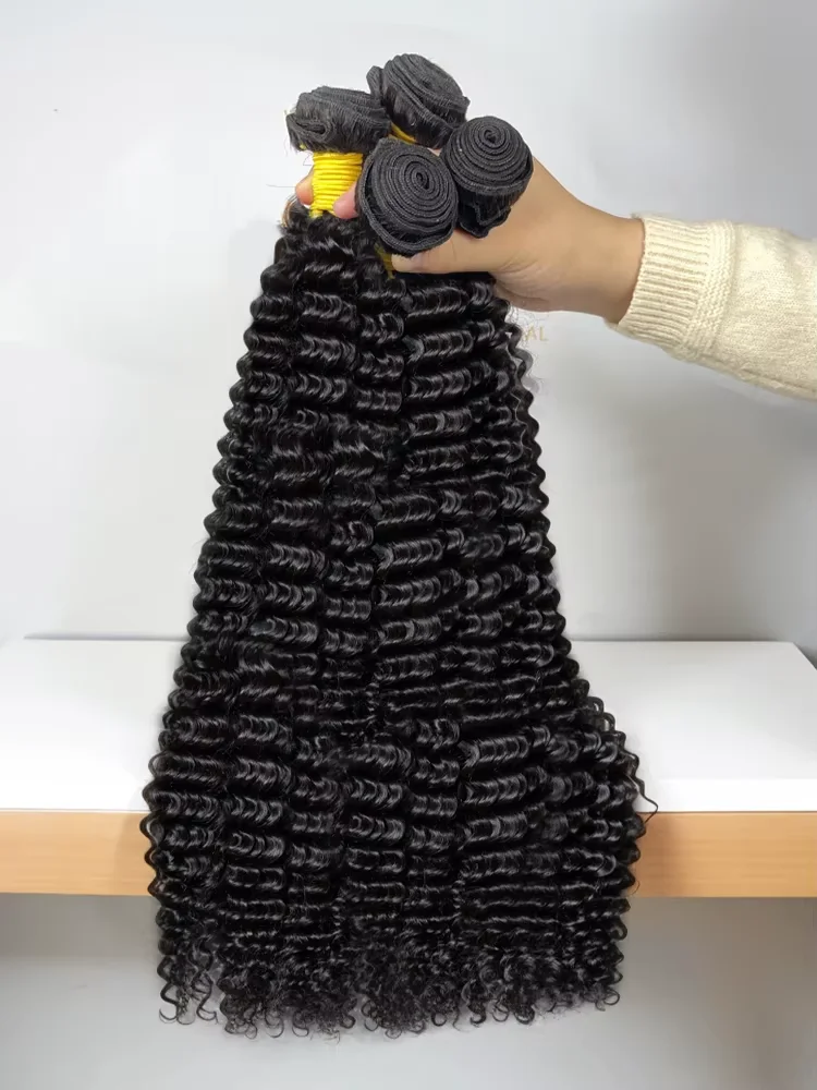 

Кудрявые вьющиеся пучки, наращивание человеческих волос для женщин, 100% необработанные пучки плетения, натуральный черный, 15А, пучки волос 2/3/4 шт.