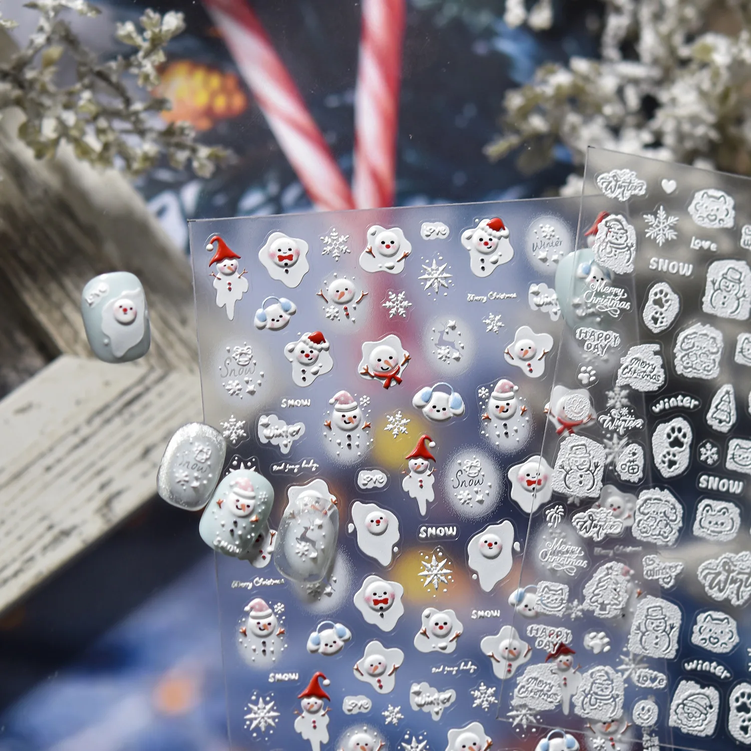 عيد الميلاد مسمار الملحقات ملصقات 5D تنقش مسمار الفن ملصقات لطيف تذوب ثلج ملصقات للأظافر لاصق مانيكير الشارات #6