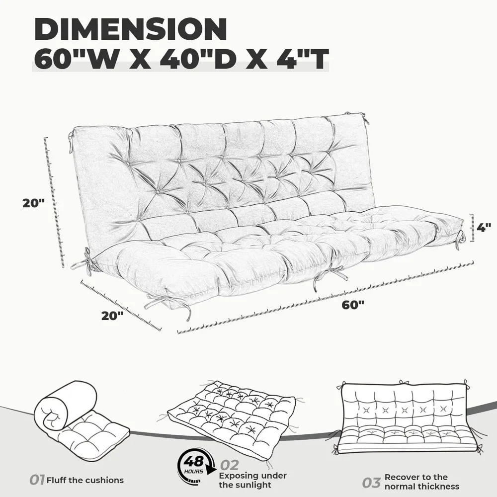 Poduszki do huśtawek na werandzie, wodoodporne poduszki do huśtawek z oparciem, poduszki do huśtawek na zewnątrz, wymiana 2-3 siedzisk