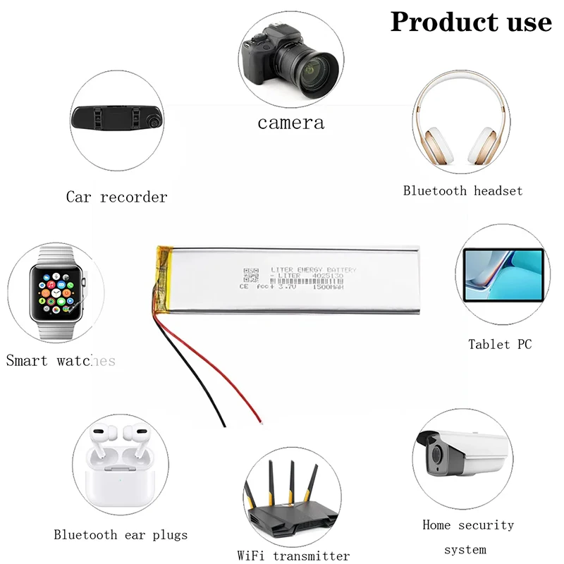3.7 فولت 4025130 بطارية ليثيوم بوليمر 1500 مللي أمبير ل DVD GPS بلوتوث مسجل مرآة المصباح خزانة LED قطاع شرائط مصباح خلية #5