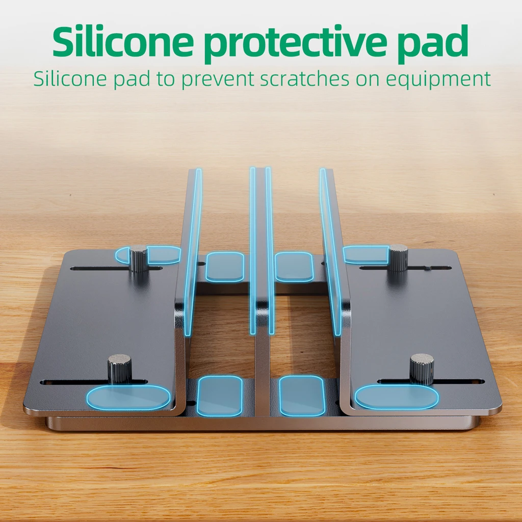 Laptop Stand Aluminum Alloy Desktop Holder Dock Adjustable For MacBook Tablet Mac Mini M4 Multi‑Slot Vertical Storage Organizer