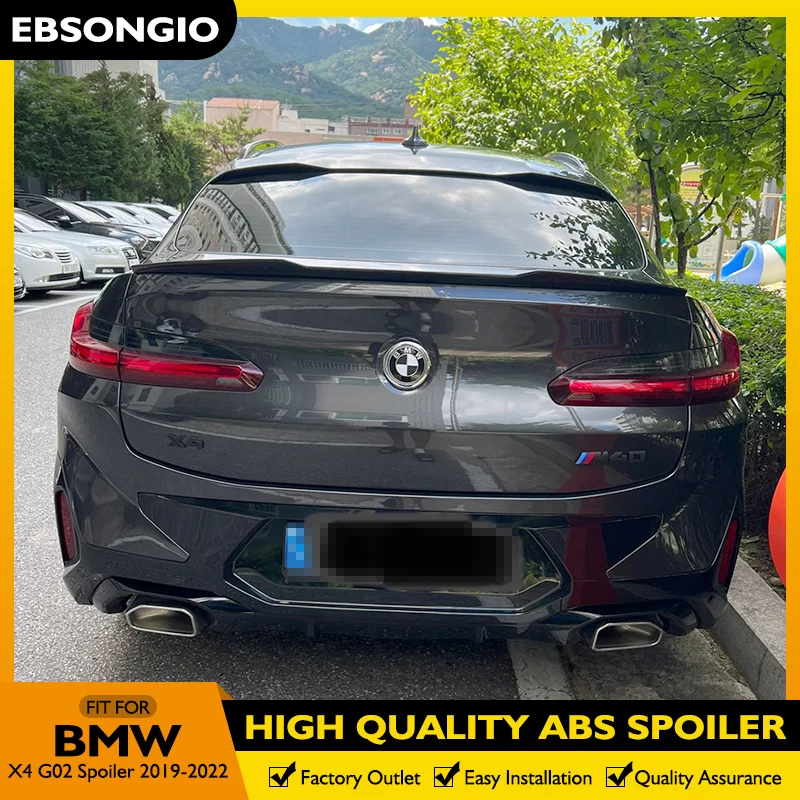 

X4 Rear Trunk Spoiler Matte Black/Carbon Fiber Look G02 Car Rear Trunk Lip Spoiler Wing Lip For BMW X4 G02 Spoiler 2019 to 2022