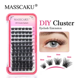 MASSCAKU 12Lines DIY Clusters Premade Fans Lashes Extensions Natural Soft Individual Segmented Eyelashes Bundles Makeup Cilia