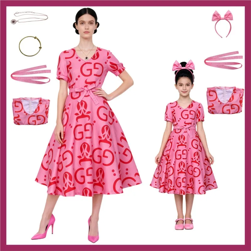 

Розовое платье для косплея Lulu Mole с животными, милое платье для девочек, одинаковая одежда для мамы и дочки, праздничный костюм на Хэллоуин для взрослых и детей