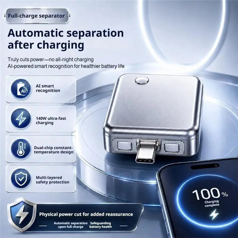Promotion Smart Full Charge Separator Adapter 140W For Type-C Charging Overcharge Protection Auto Power-Off Function For Type-C
