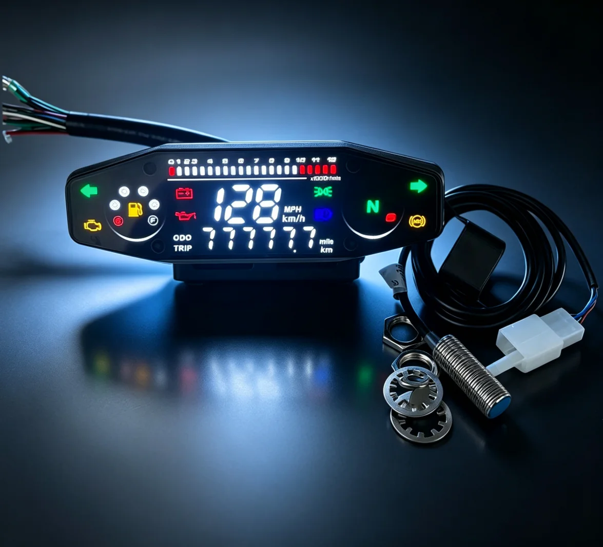 Universal Speedometer Digital Motorcycle For 1 2 4 Cylinder KR200 Speed Meter Tachometer Dashboard Instrument Panel Accessories
