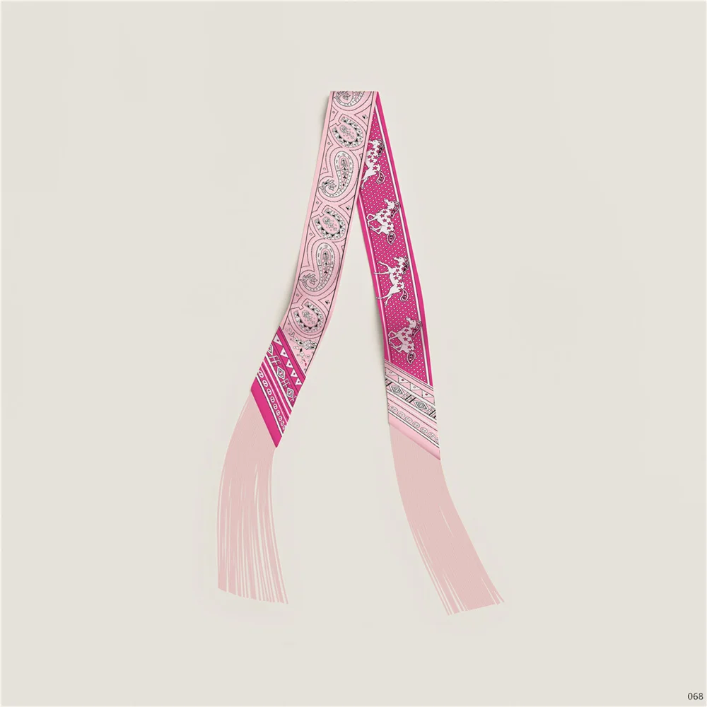 Luxuriöser Seidenschal mit Quasten für Damen, Dekorativer Langer Taschenschmuck, Haarband, Trendiger Kleiner Schal, Halstuch 130x5CM