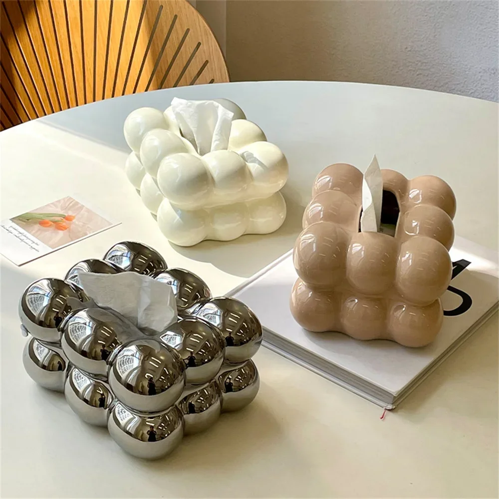 

INS Cloud Shape Tissue Box Waterproof Dustproof Paper Dispenser Holder Dining Table Tissue Organizer Decorative Napkin Bubble