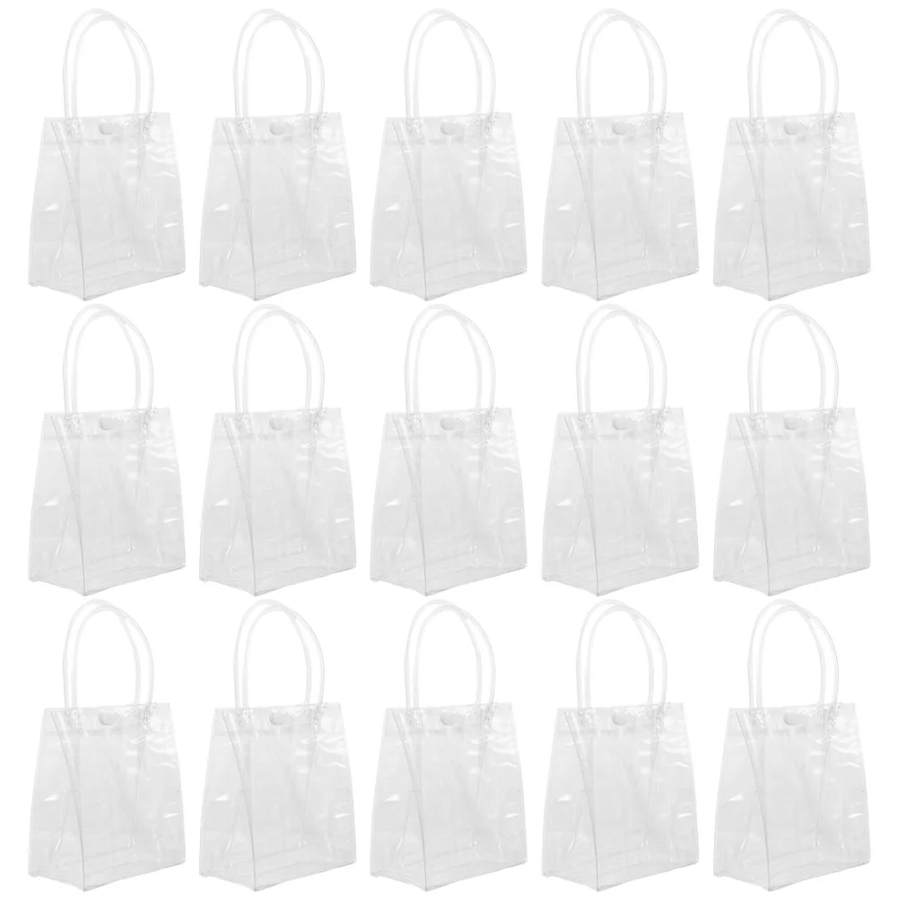 

24 Pcs Packing Bag Transparent Tote Shopping Clear Bags for Gifts With Handle Pvc Floral Present