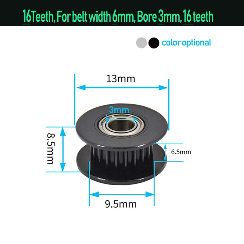 GT2 Spann Timing Pulley 16-zahn 20-Zähne mit 3mm oder 5mm Bohrung mit Lager für 3D Drucker Teile Zahnriemen 6mm 10mm