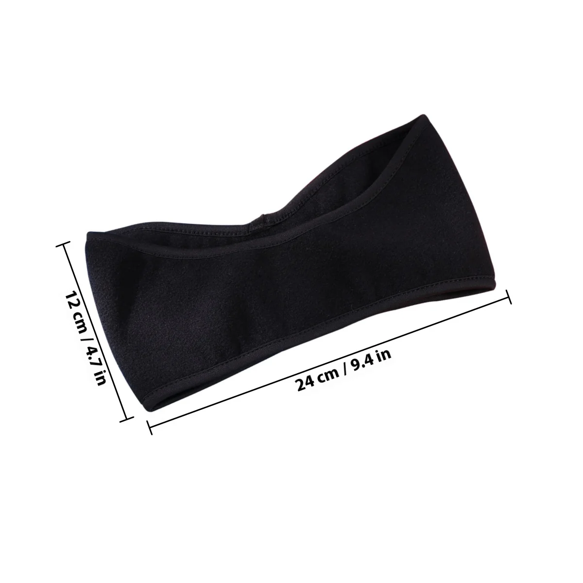 Unisex Black Ear Warmer Headband Winter Thermal Fleece Ski Hair Band Stretch Spandex Lightweight for Cycling Ski Snowboarding